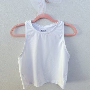 White athleta high neck tank top size large